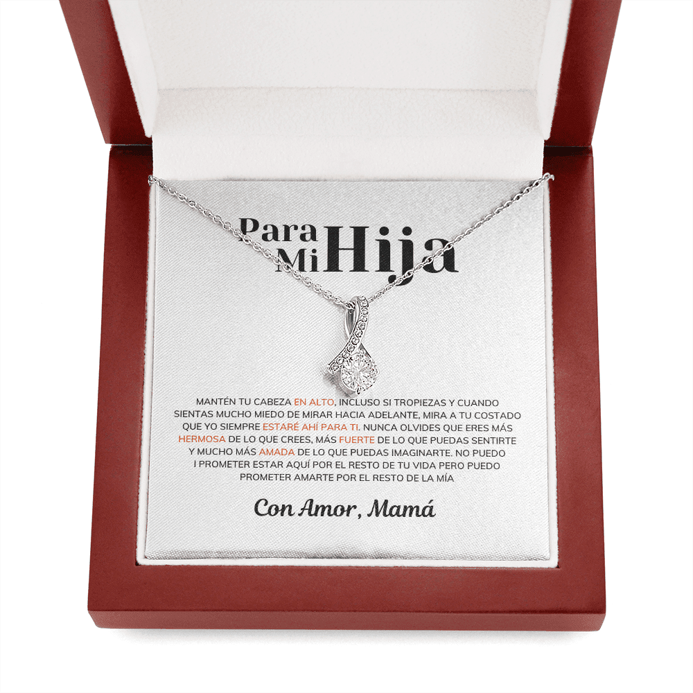 Para Mi Hija - Manten Tu Cabeza En Alto - Collar Lazo De Amor Alluring Beauty Necklace