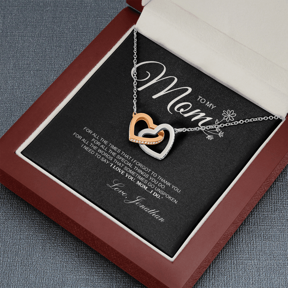 To My Mom For All The Time Interlocking Heart Necklace Toptrendygear