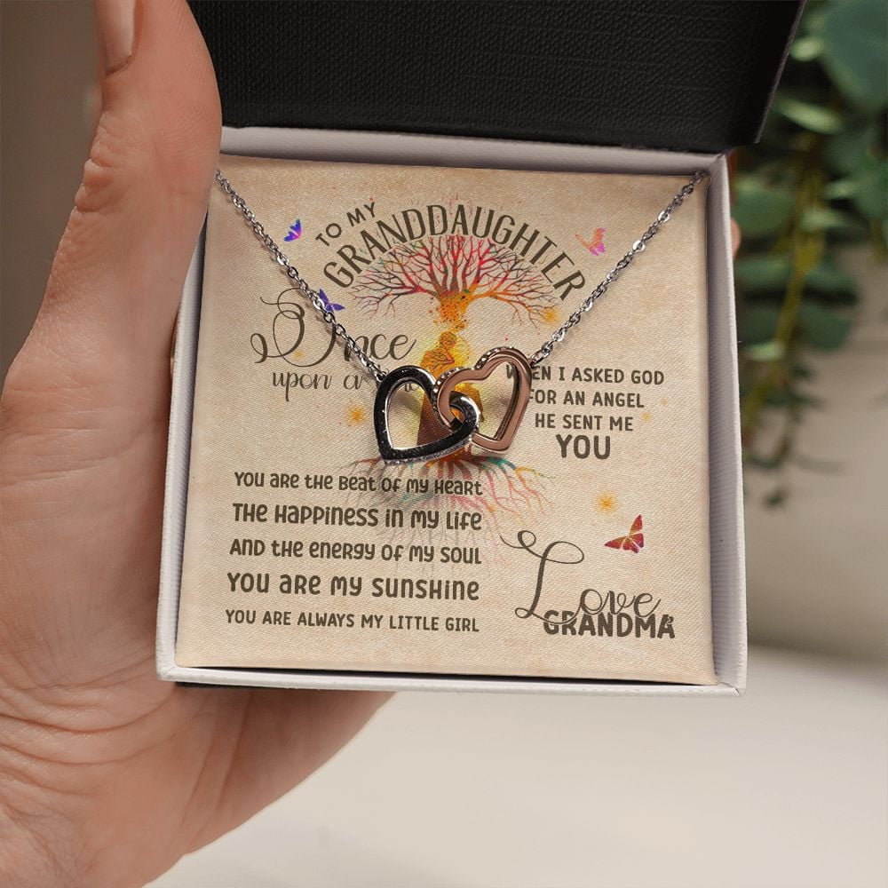 Granddaughter Necklace From Grandma Once Upon A Time God Sent Me An Angel As You Interlocking Hearts Necklace