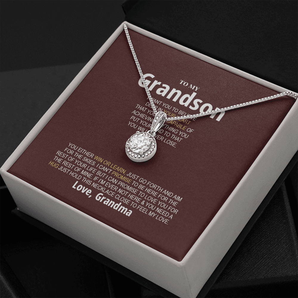 Grandson Necklace You Will Never Lose, You Either Win Or Learn Love, Grandma Eternal Hope Necklace