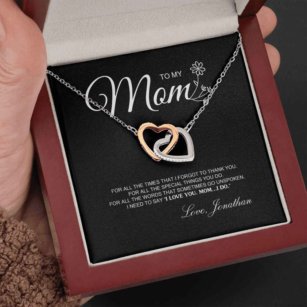 To My Mom For All The Time Interlocking Heart Necklace Toptrendygear