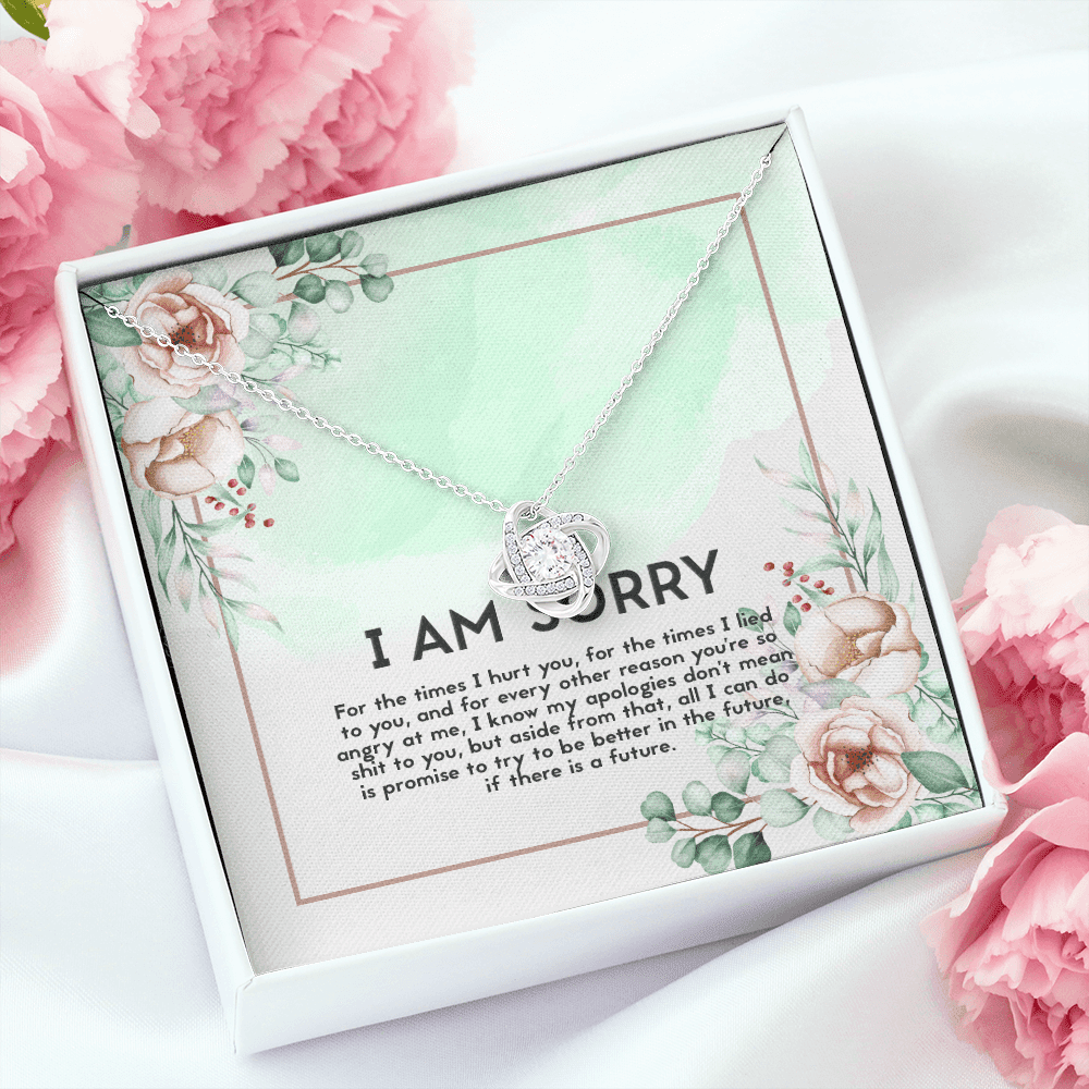 I Am Sorry Apology Message Love Knot Necklace