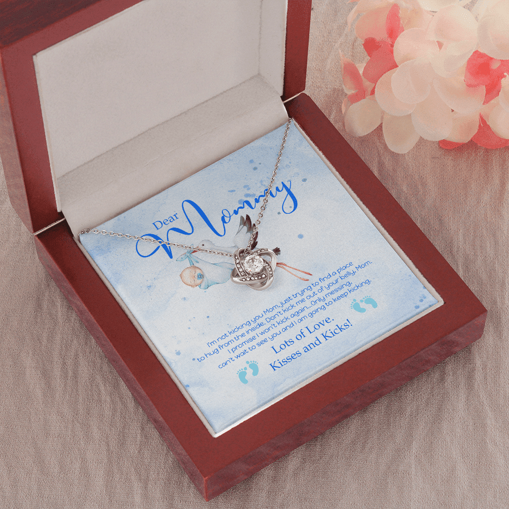 Dear Mommy Kisses And Kicks Love Knot Necklace Gift For Mom Toptrendygear