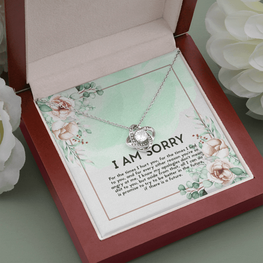 I Am Sorry Apology Message Love Knot Necklace