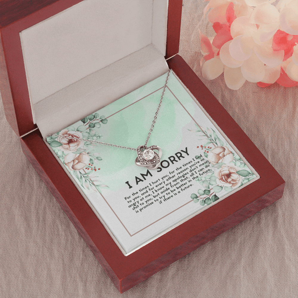 I Am Sorry Apology Message Love Knot Necklace