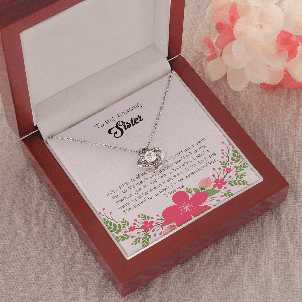 Gift For Sister You're Much More My Sister Love Knot Necklace