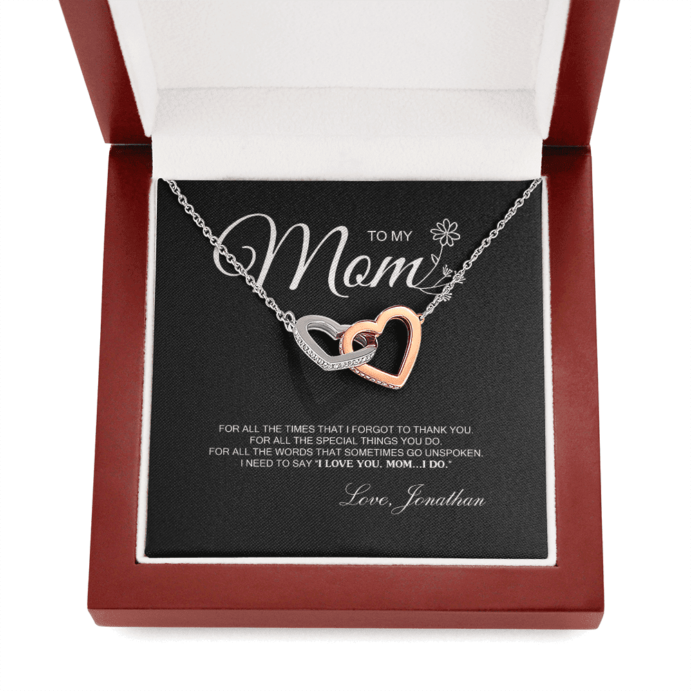 To My Mom For All The Time Interlocking Heart Necklace Toptrendygear