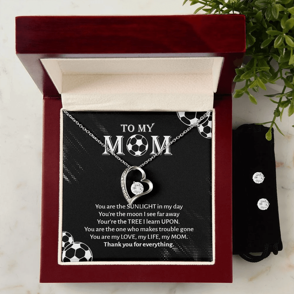 Mother Necklace, To My Football Mom You Are My Love, My Life, My MOM Forever Love Necklace Set Best Gifts For Mom