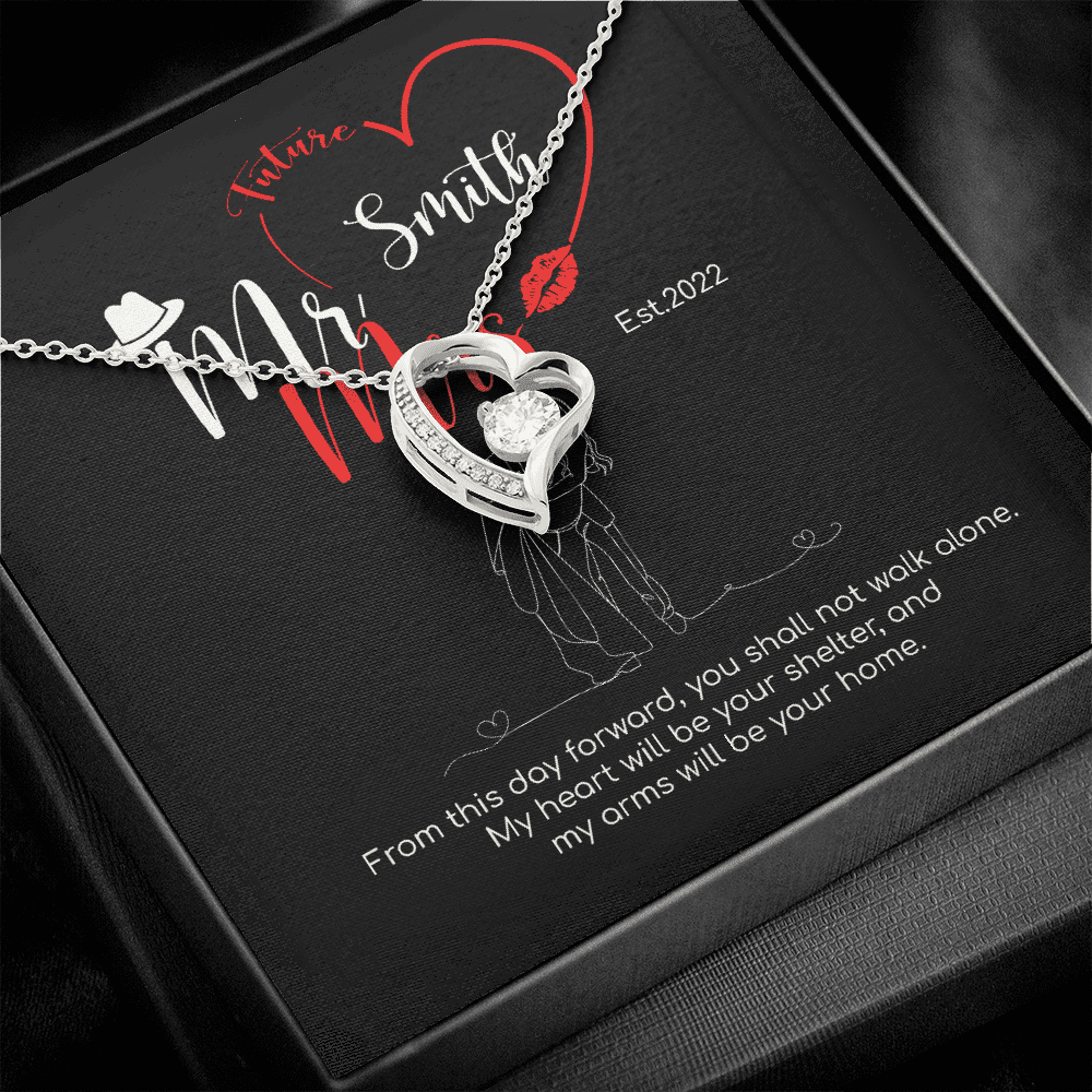 Mr. & Mrs. Custom Name And Date Forever Love Necklace Anniversary Presents By Year