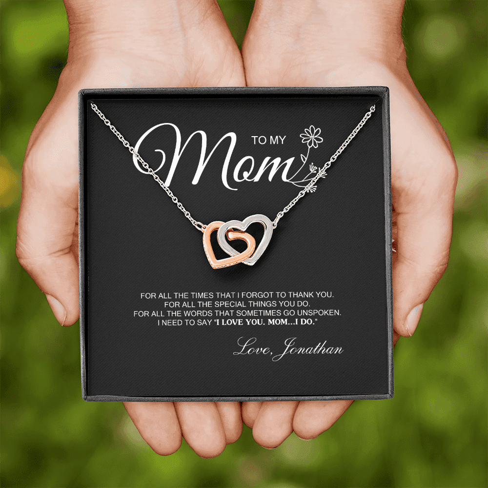 To My Mom For All The Time Interlocking Heart Necklace Toptrendygear