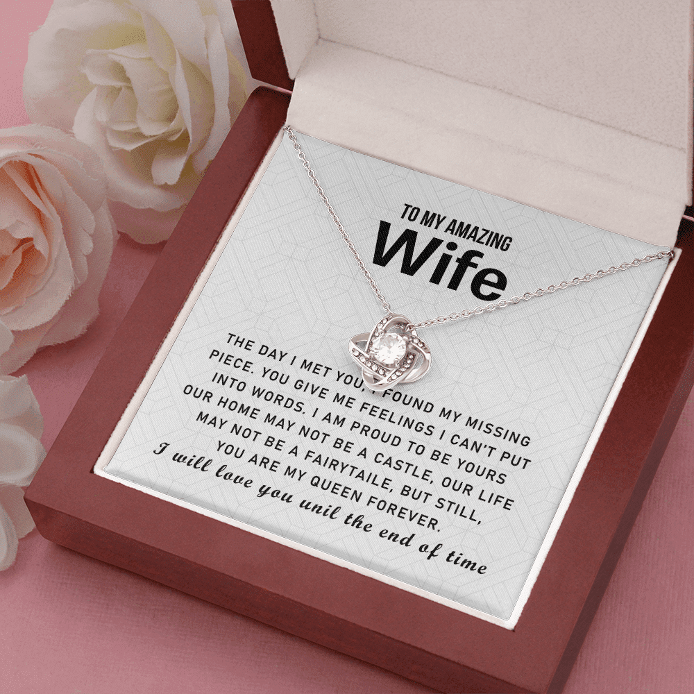 To My Love My Life My Amazing Wife Queen Forever - Gift For Wife Love Knot Necklace