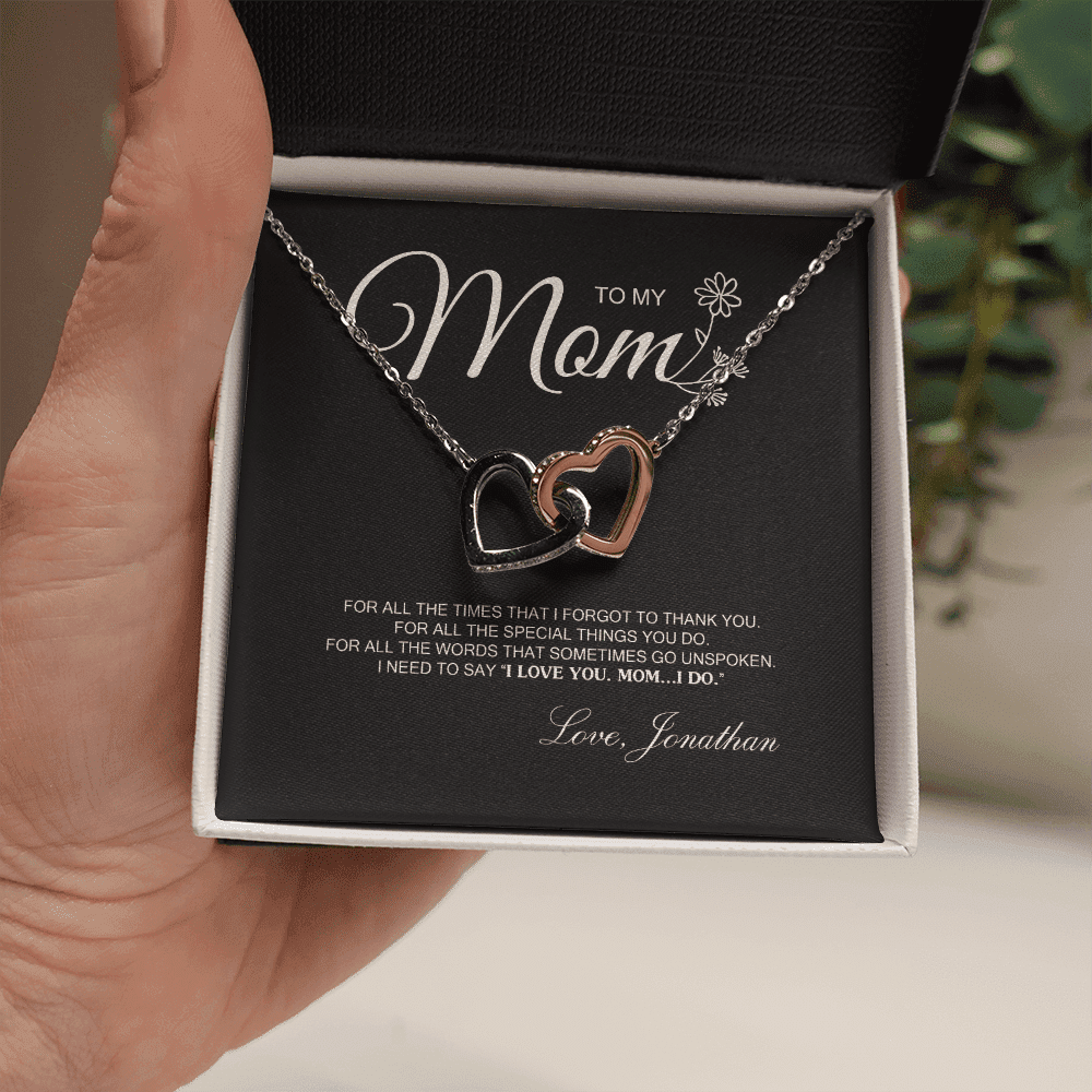 To My Mom For All The Time Interlocking Heart Necklace Toptrendygear