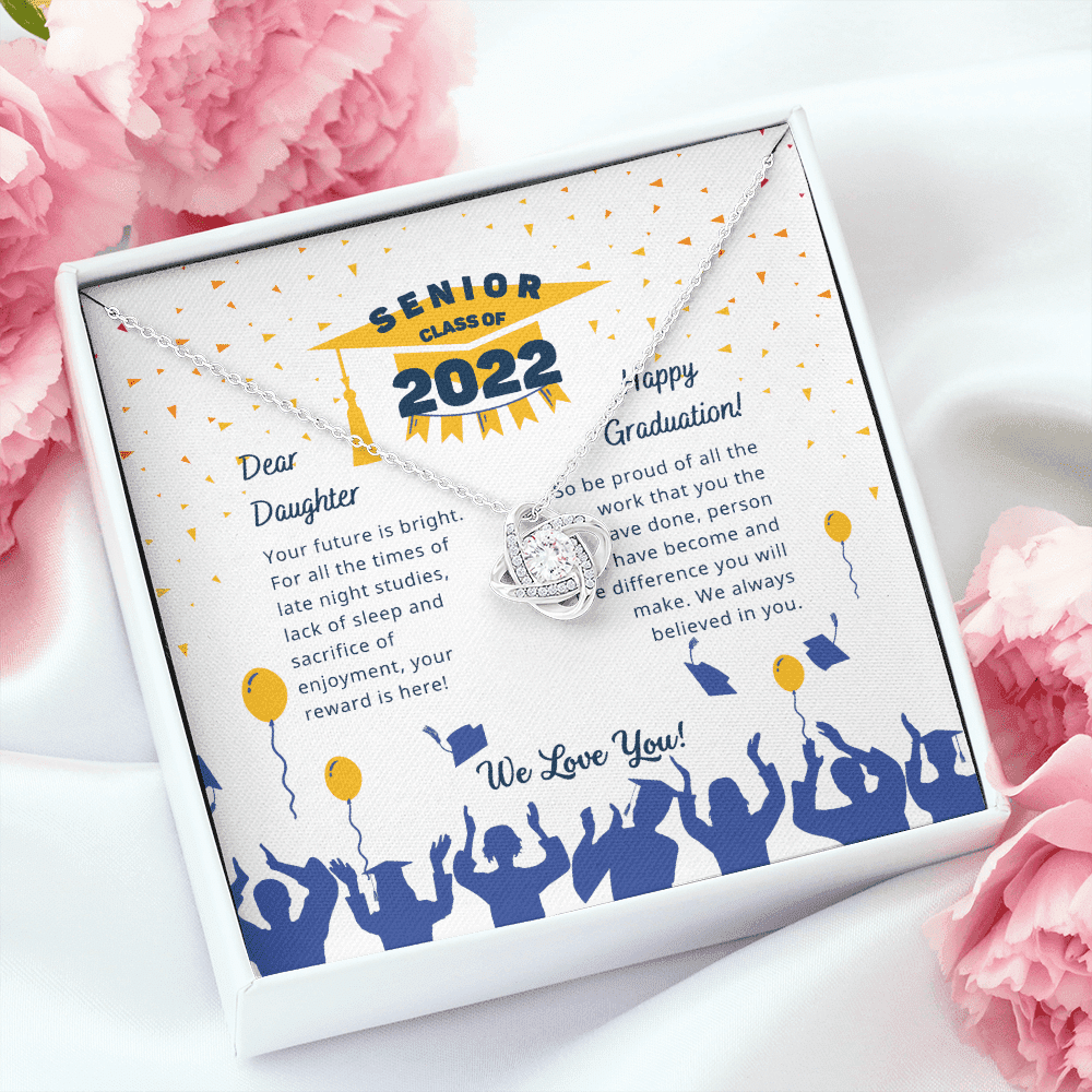 Your Future Is Bright Love Knot Necklace Graduation Gift For Daughter Toptrendygear
