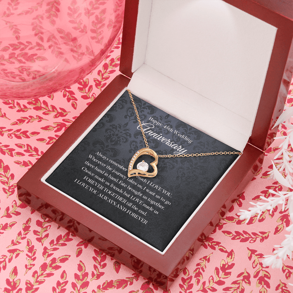 Wife Necklace, Happy 45th Wedding Anniversary Necklace Gift For Wife Forever Love Necklace
