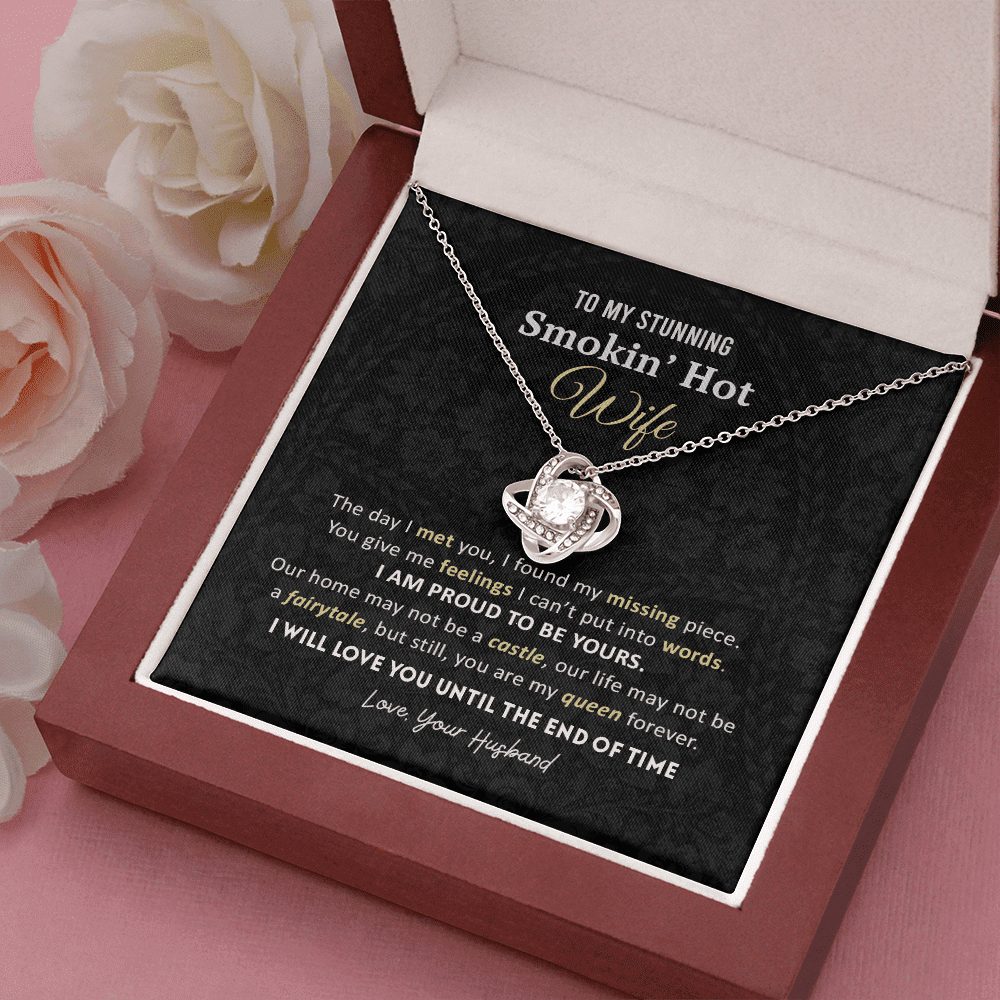 Gift For Wife - You Are My Queen Forever Love Knot Necklace