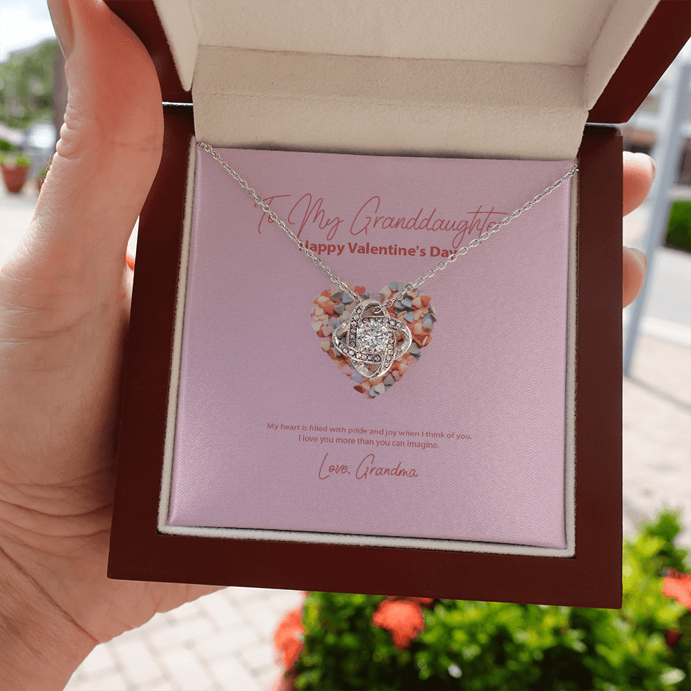To My Granddaughter From Grandma Valentine's Day Love Knot Necklace