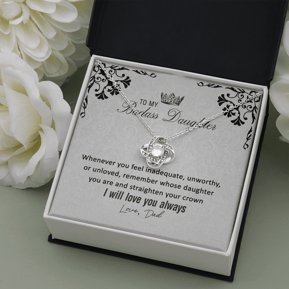 To My Badass Daughter From Dad Love Knot Necklace