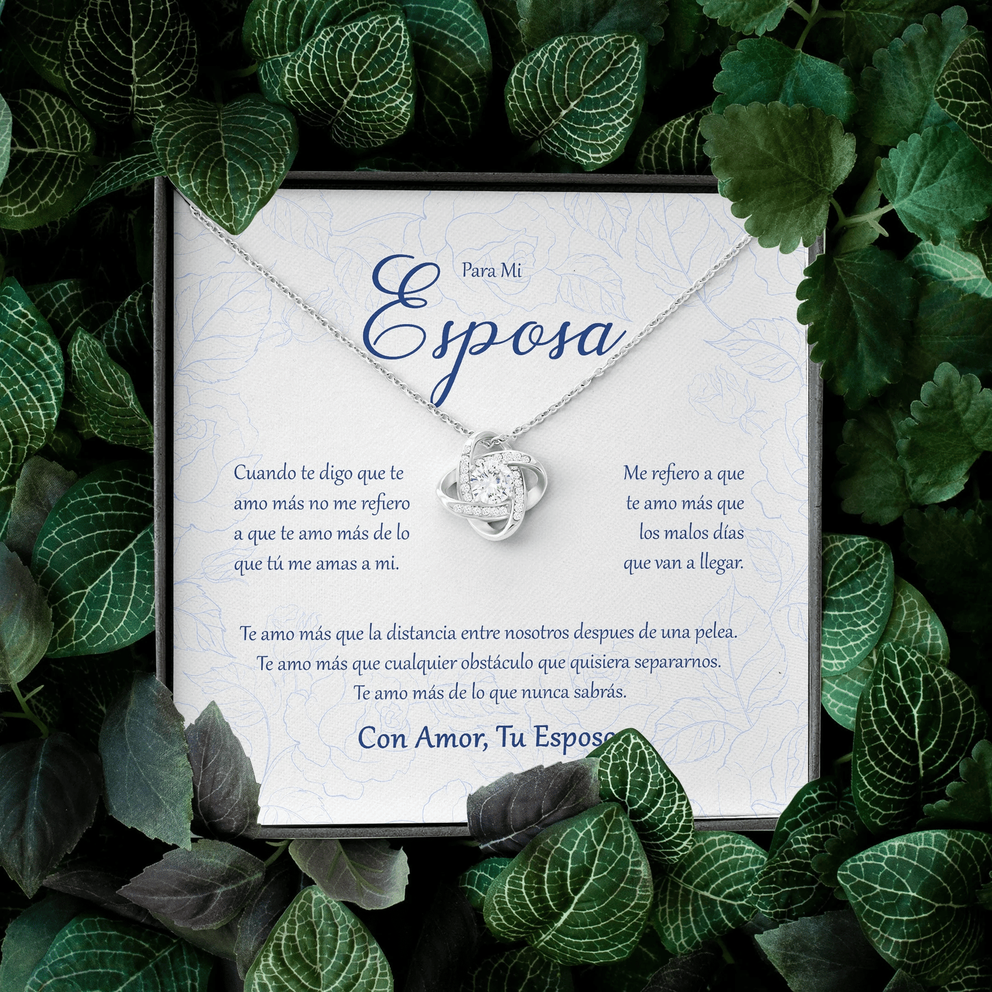 Para Mi Esposa Con Amor Tu Esposo Message Card Favo Love Knot Necklace