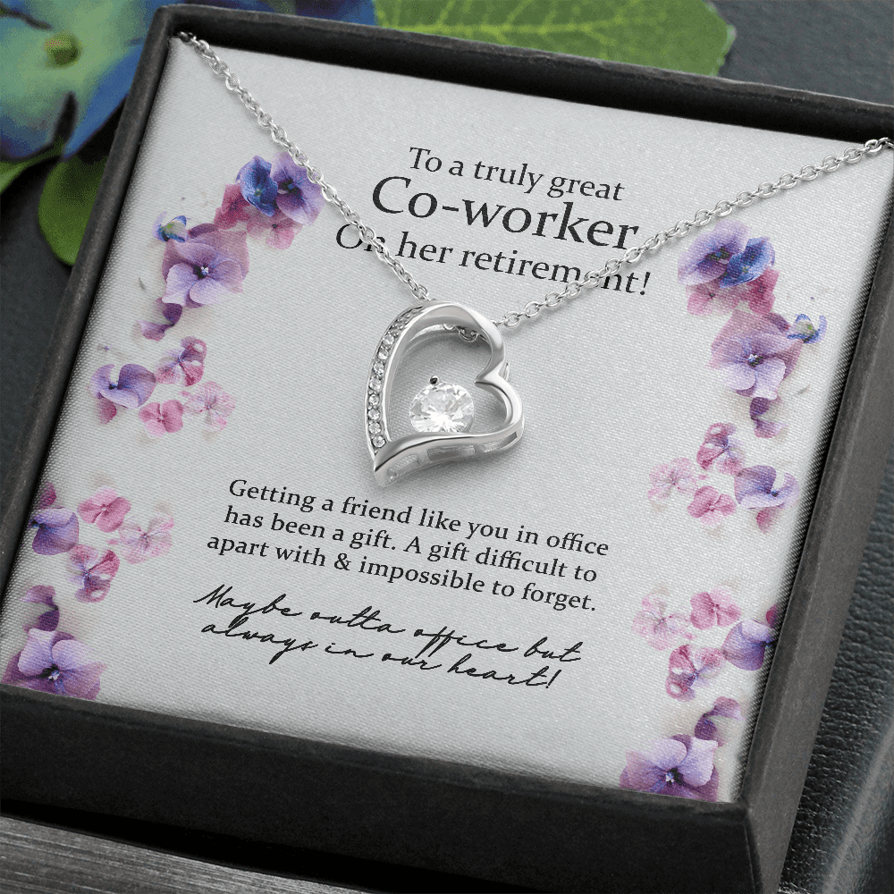 Gift For Co Worker On Her Retirement Blue Flower Forever Love Necklace
