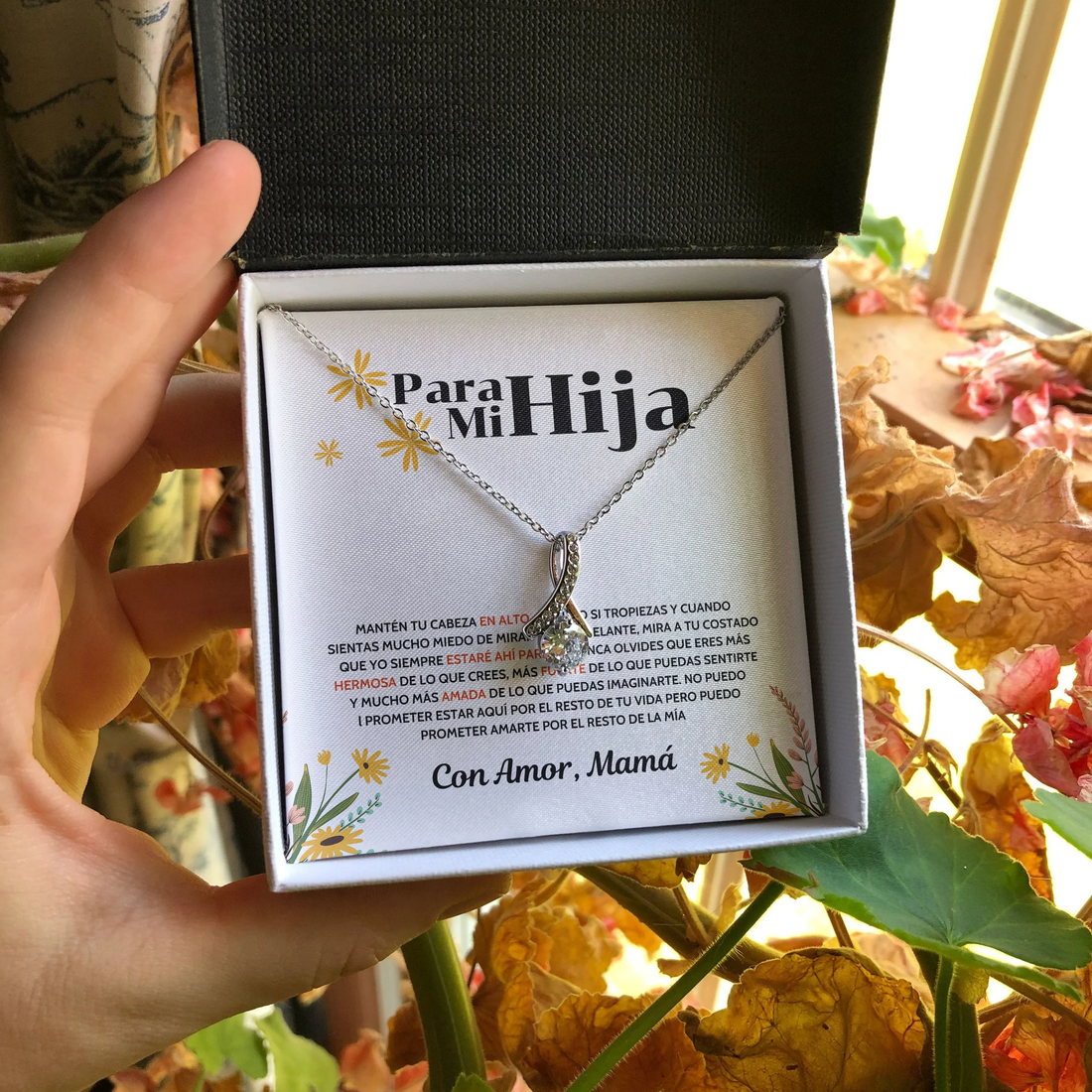 Para Mi Hija - Manten Tu Cabeza En Alto - Collar Lazo De Amo Alluring Beauty Necklace