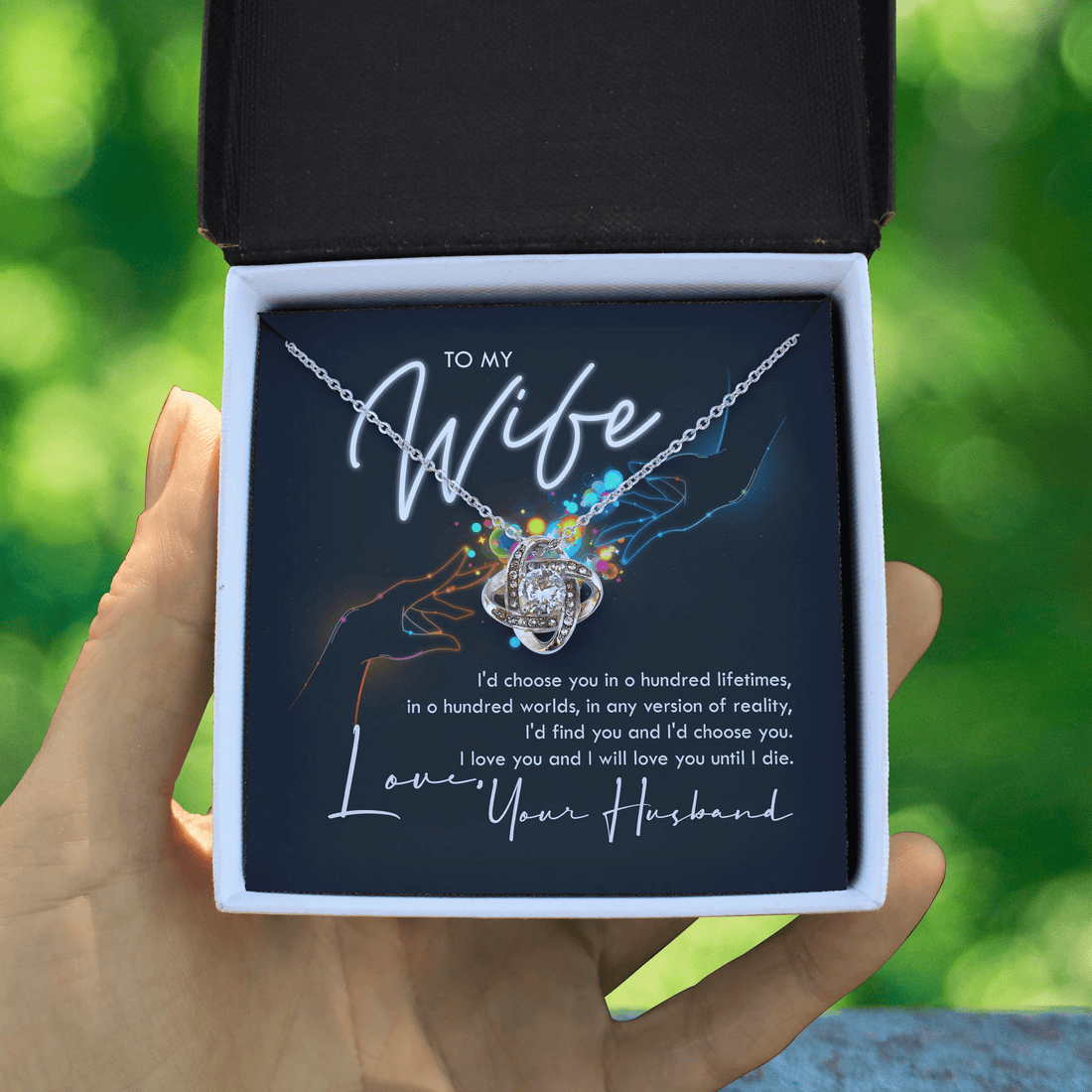 To My Wife I Love You Always Until I Die Love Knot Necklace