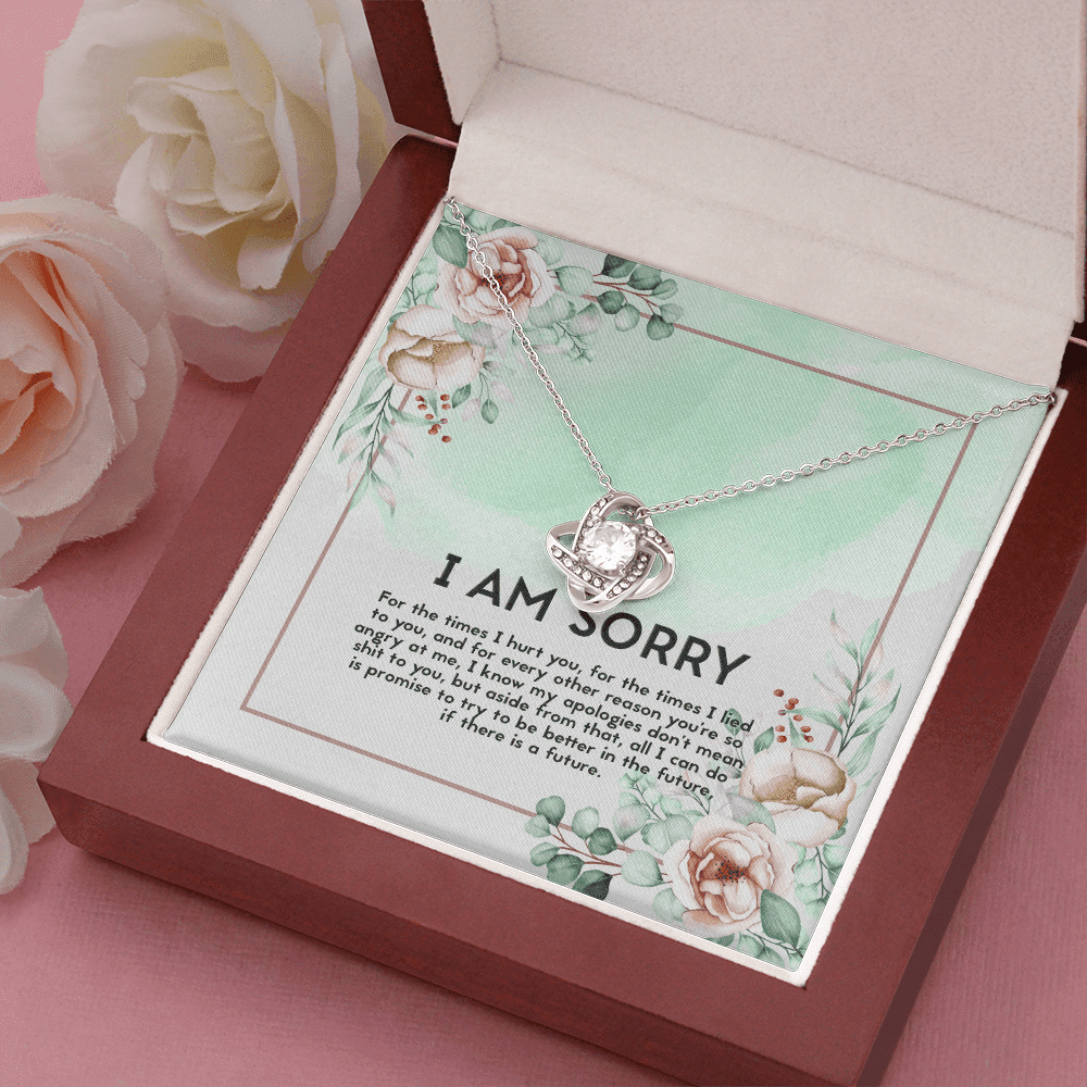 I Am Sorry Apology Message Love Knot Necklace