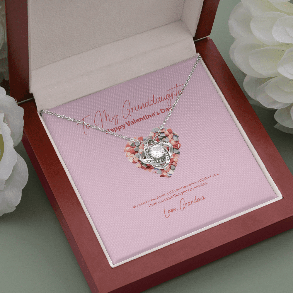 To My Granddaughter From Grandma Valentine's Day Love Knot Necklace