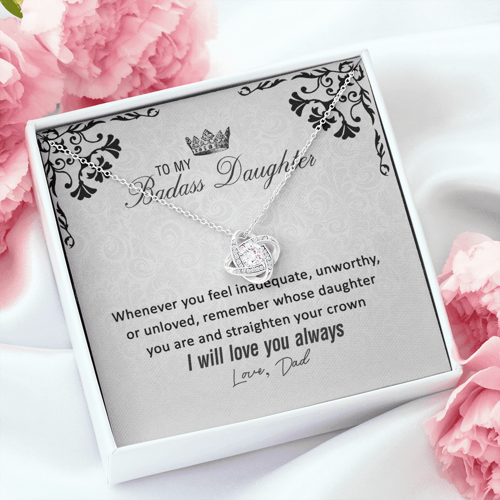 To My Badass Daughter From Dad Love Knot Necklace