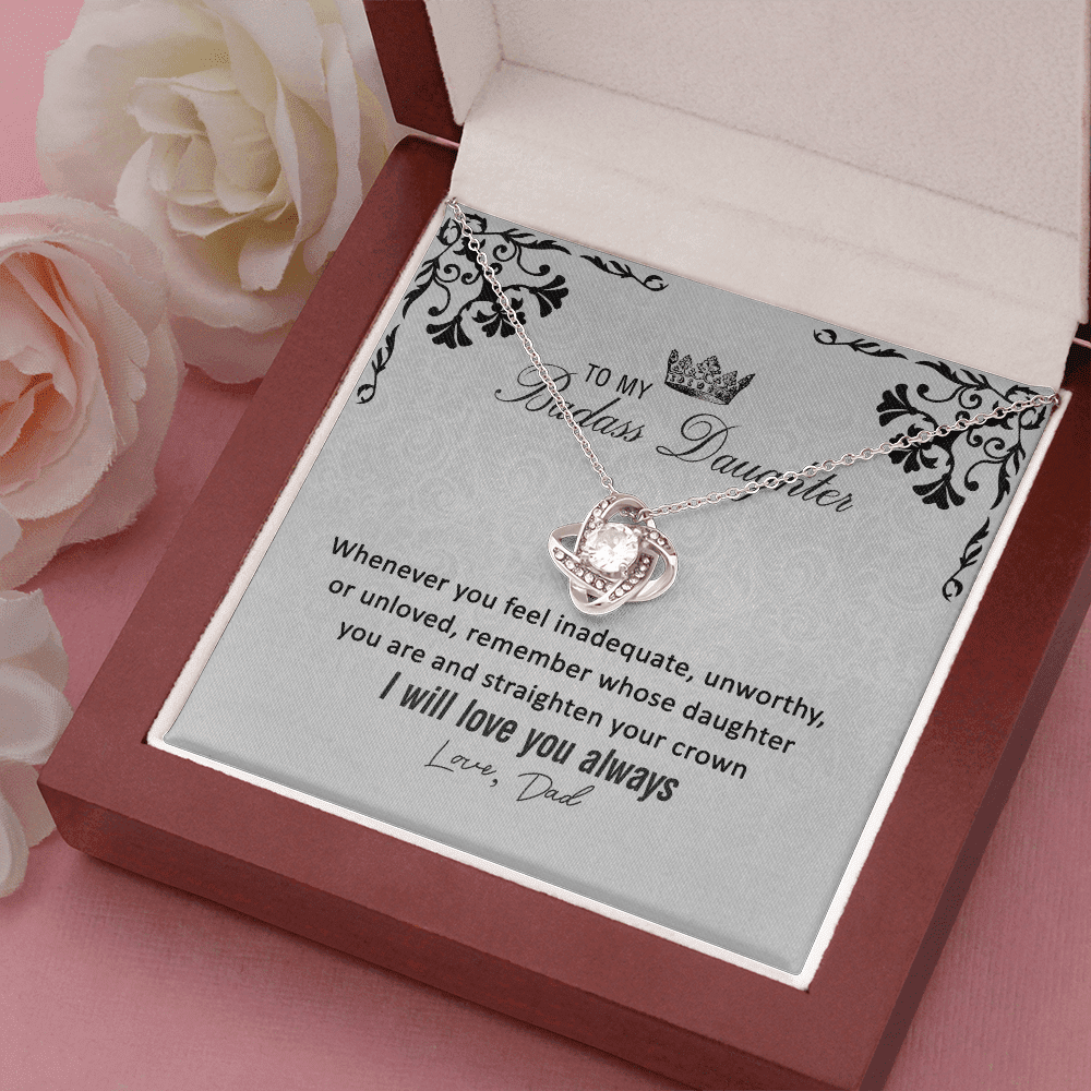To My Badass Daughter From Dad Love Knot Necklace