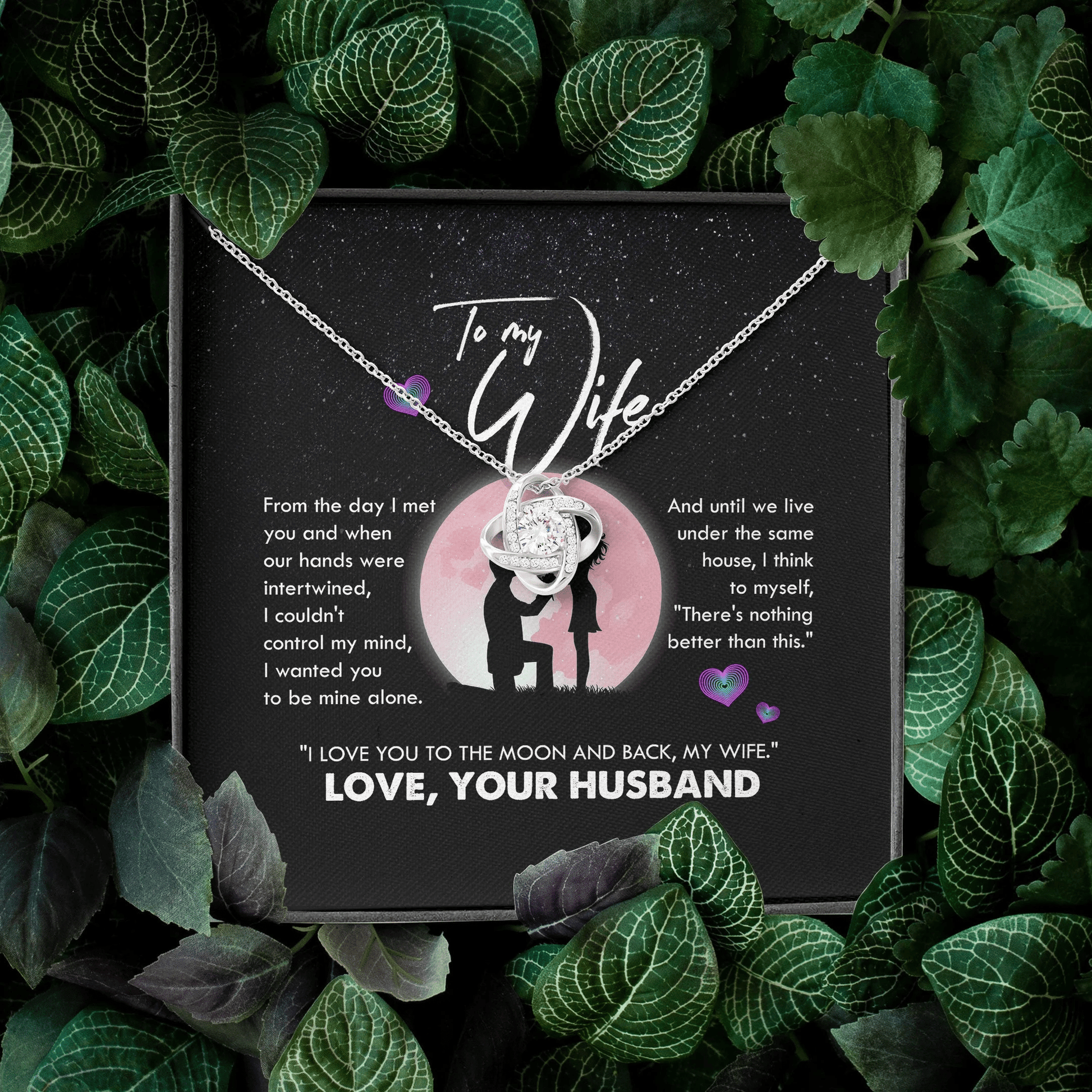 To My Wife I Love You To The Moon And Back Love Knot Necklace