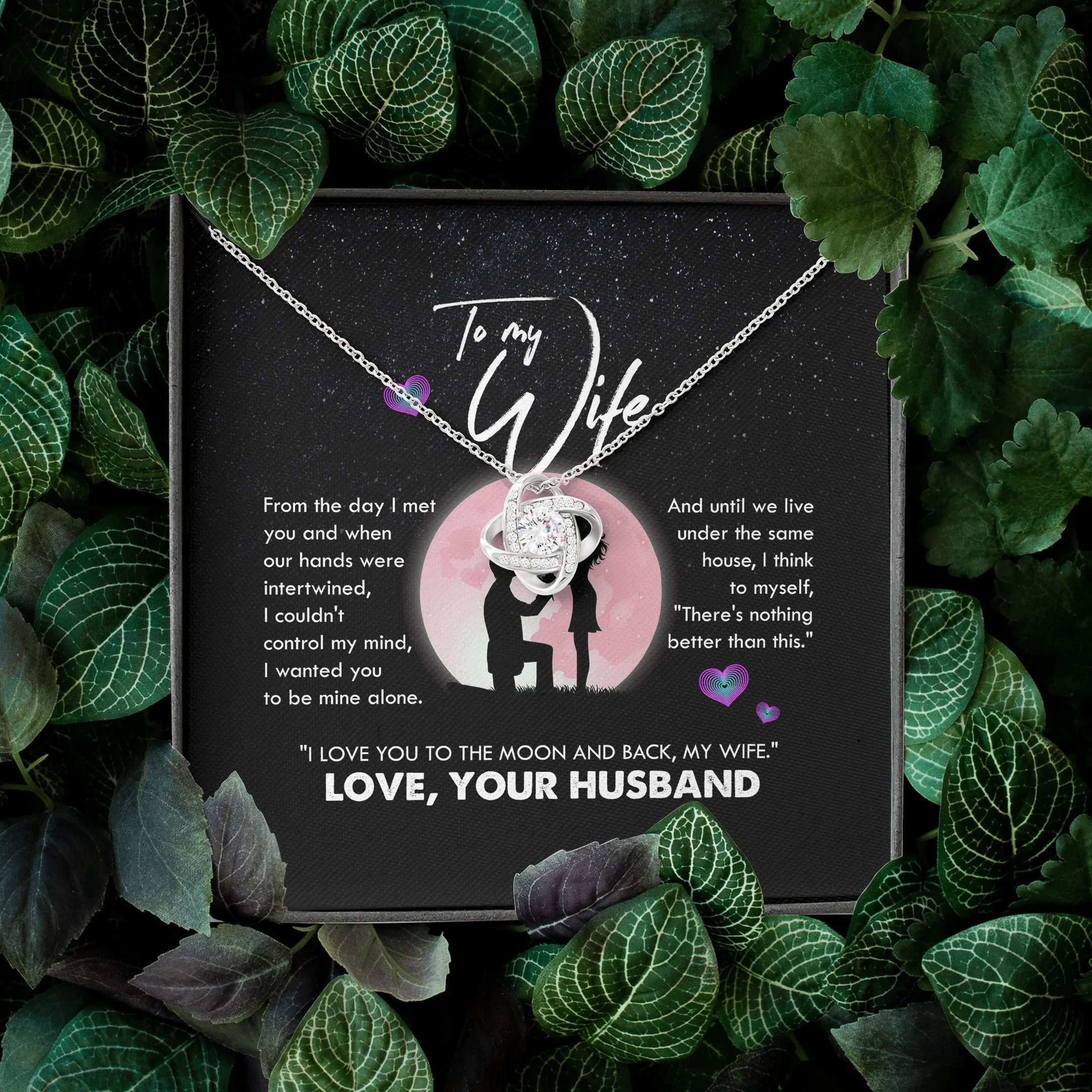 To My Wife I Love You To The Moon And Back Love Knot Necklace