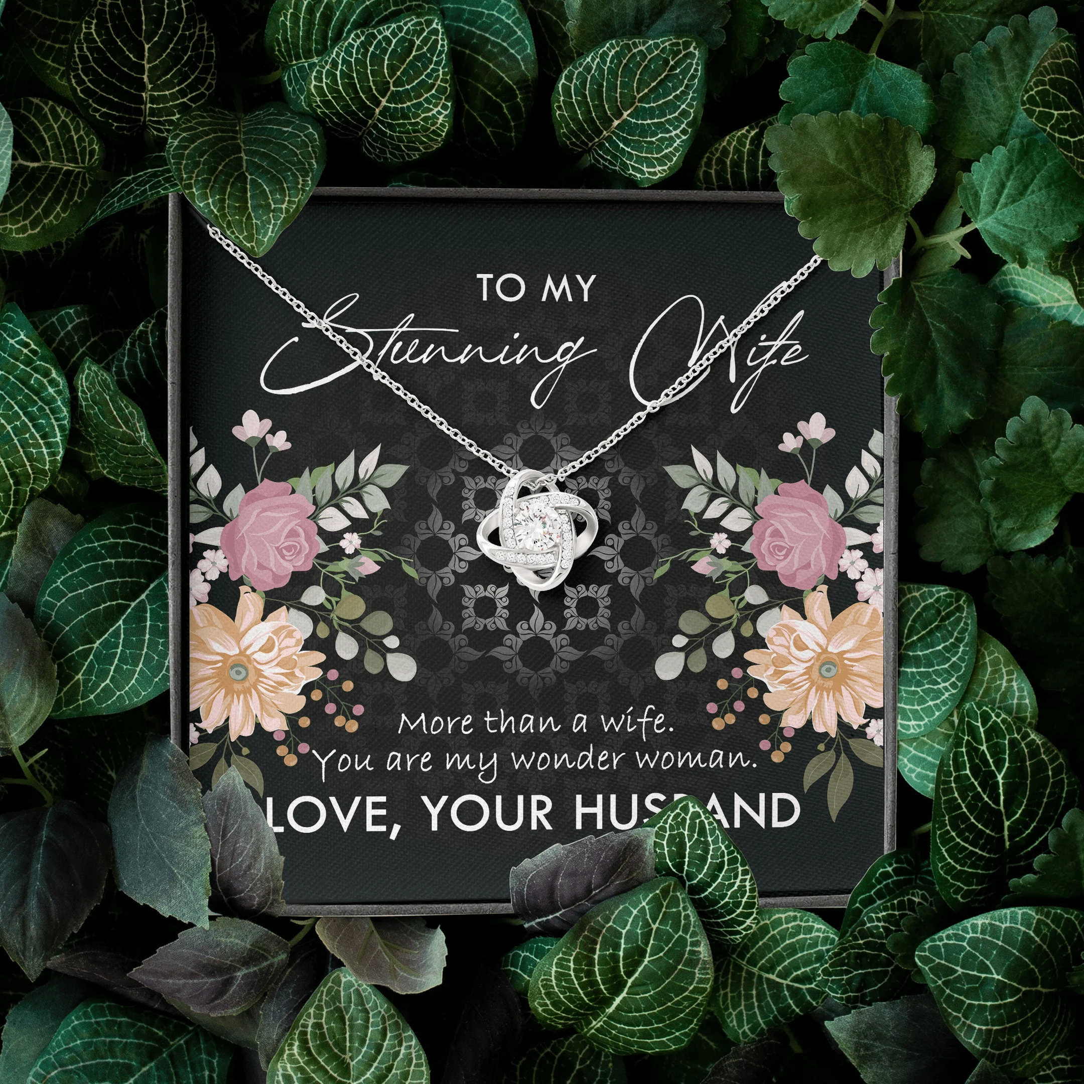 To My Stunning Wife You Are My Wonder Woman Love Knot Necklace