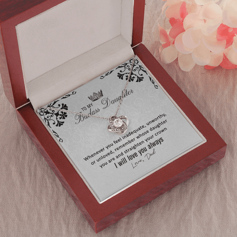 To My Badass Daughter From Dad Love Knot Necklace