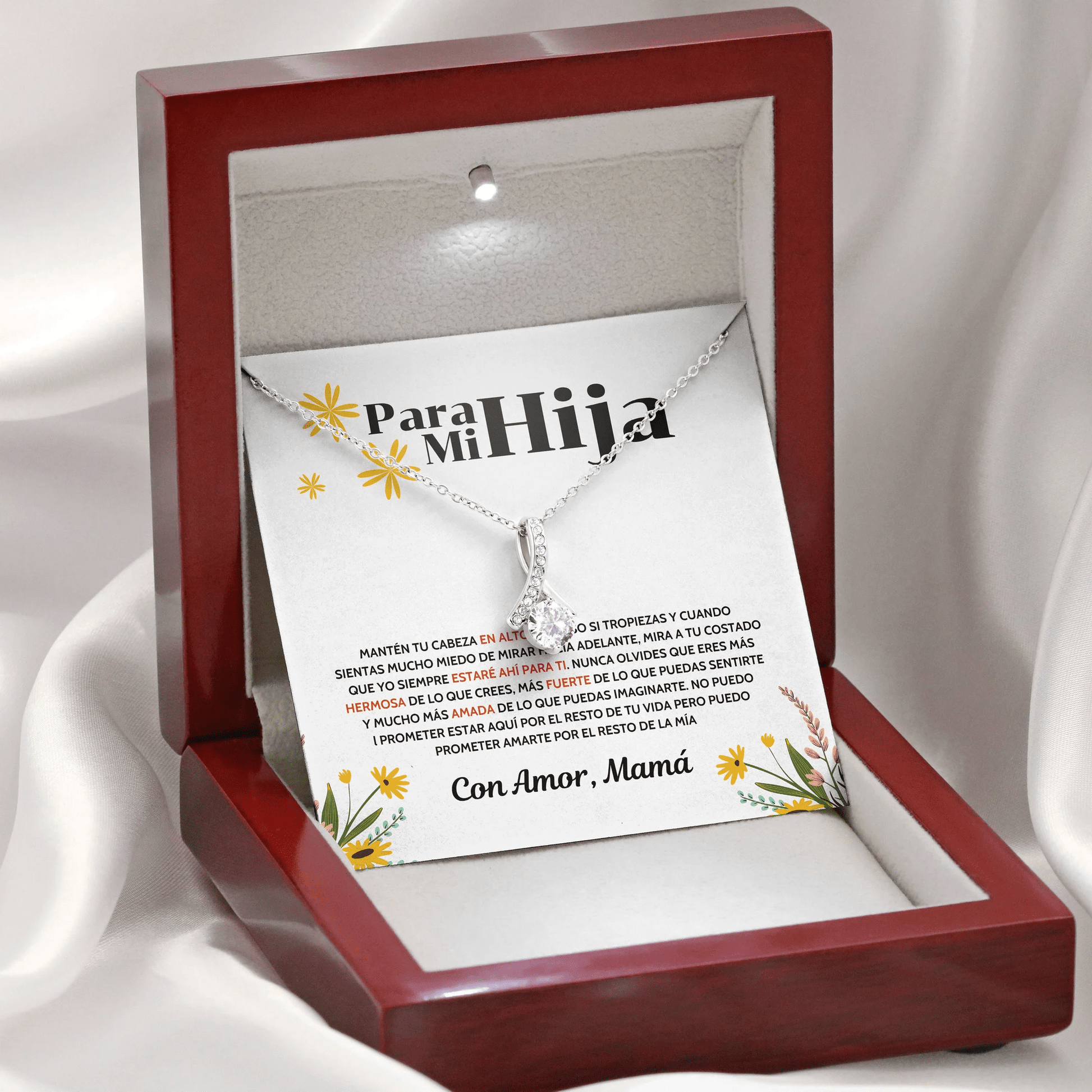 Para Mi Hija - Manten Tu Cabeza En Alto - Collar Lazo De Amo Alluring Beauty Necklace