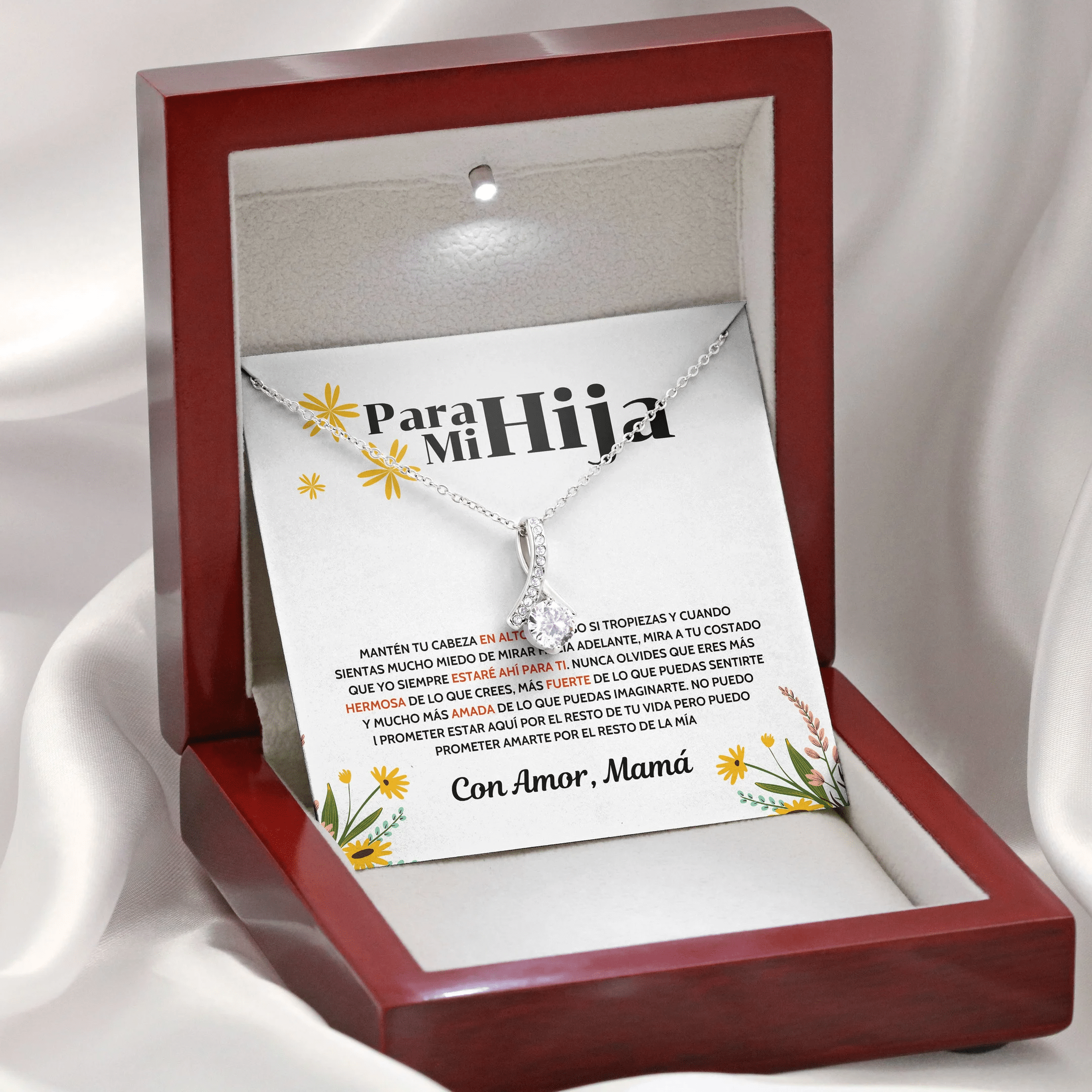 Para Mi Hija - Manten Tu Cabeza En Alto - Collar Lazo De Amo Alluring Beauty Necklace