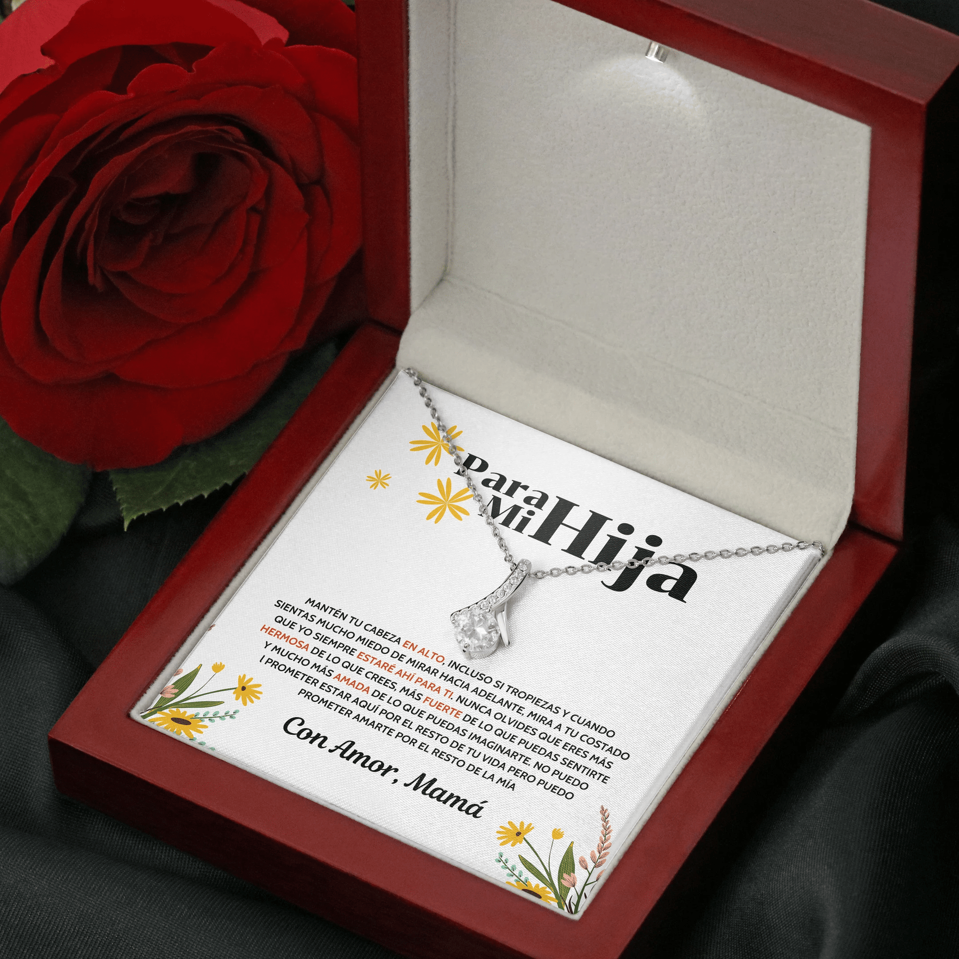 Para Mi Hija - Manten Tu Cabeza En Alto - Collar Lazo De Amo Alluring Beauty Necklace