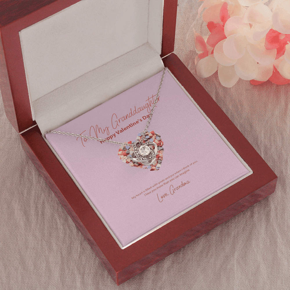 To My Granddaughter From Grandma Valentine's Day Love Knot Necklace