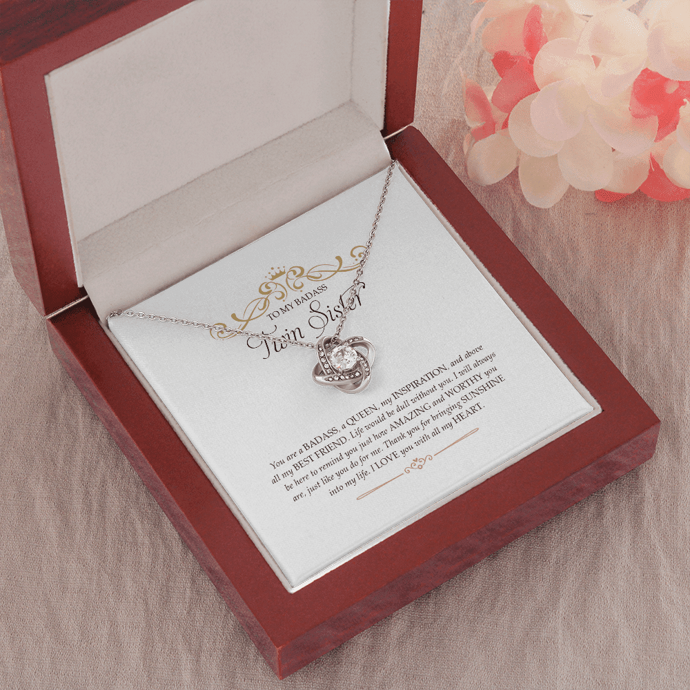 Sister's Gift I Love You With All My Heart Gift For Twin Sister Love Knot Necklace