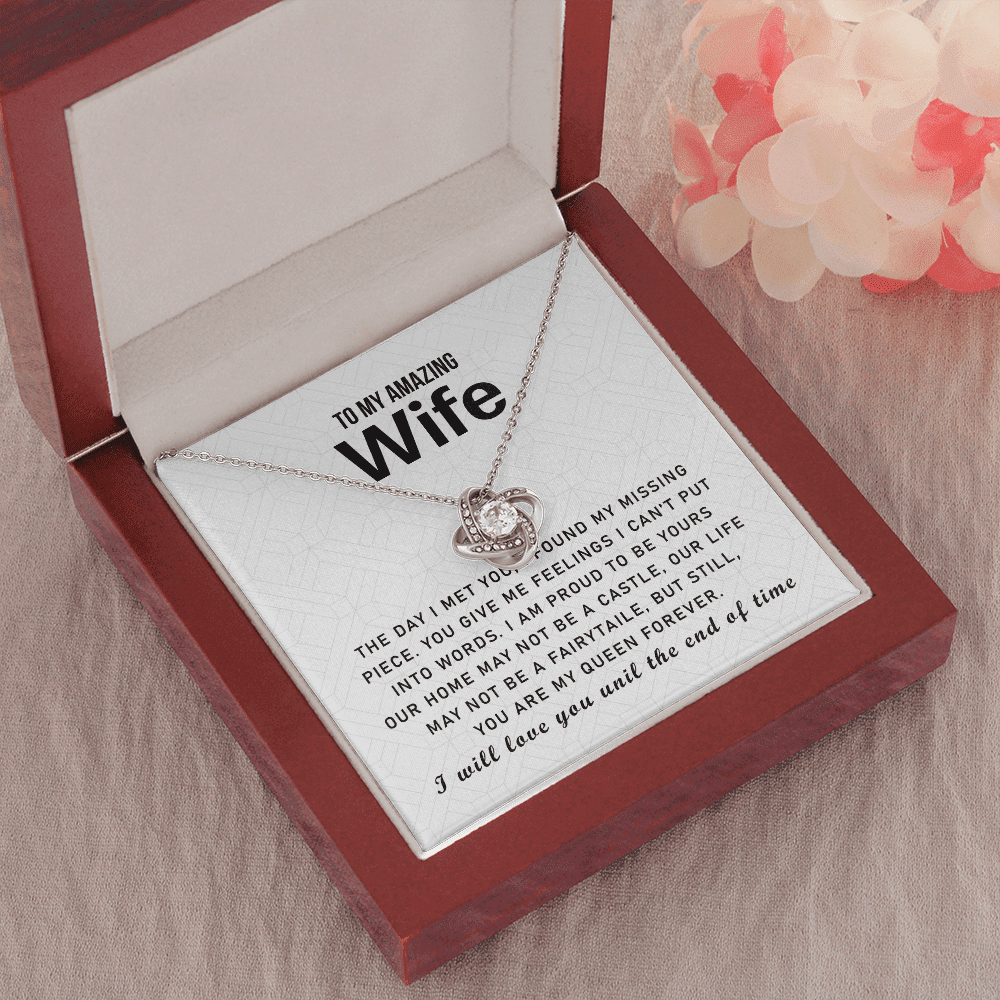 To My Love My Life My Amazing Wife Queen Forever - Gift For Wife Love Knot Necklace