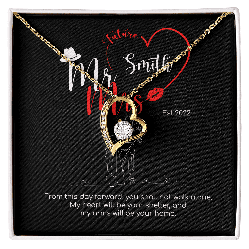 Mr. & Mrs. Custom Name And Date Forever Love Necklace Anniversary Presents By Year