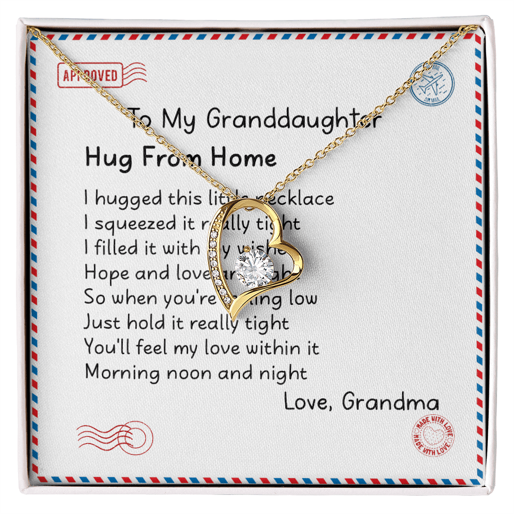 Granddaughter Necklace Hugs From Home Gift For Granddaughter From Grandma Forever Love Necklace