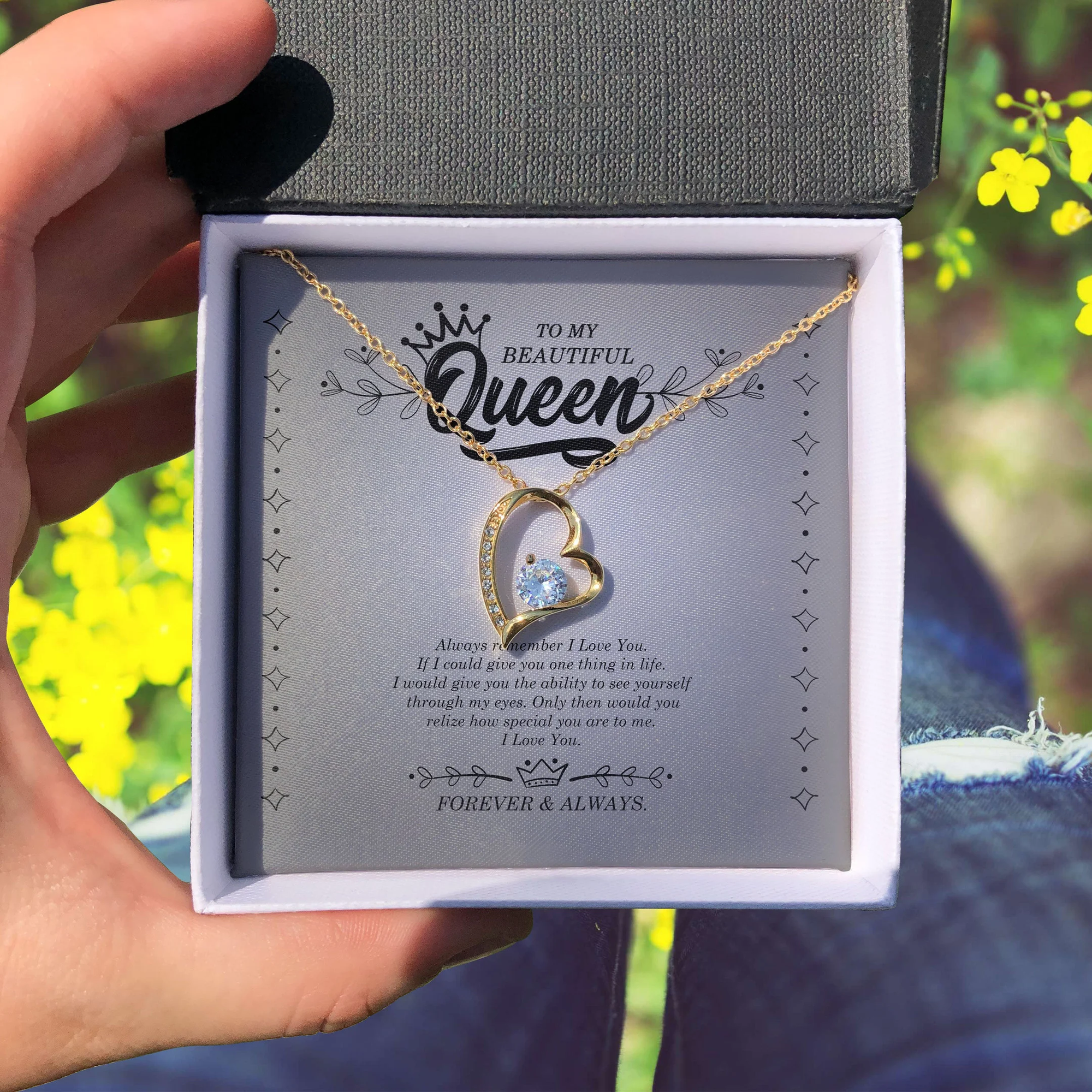 To My Beautiful Queen Always Remember I Love You Forever Love Necklace
