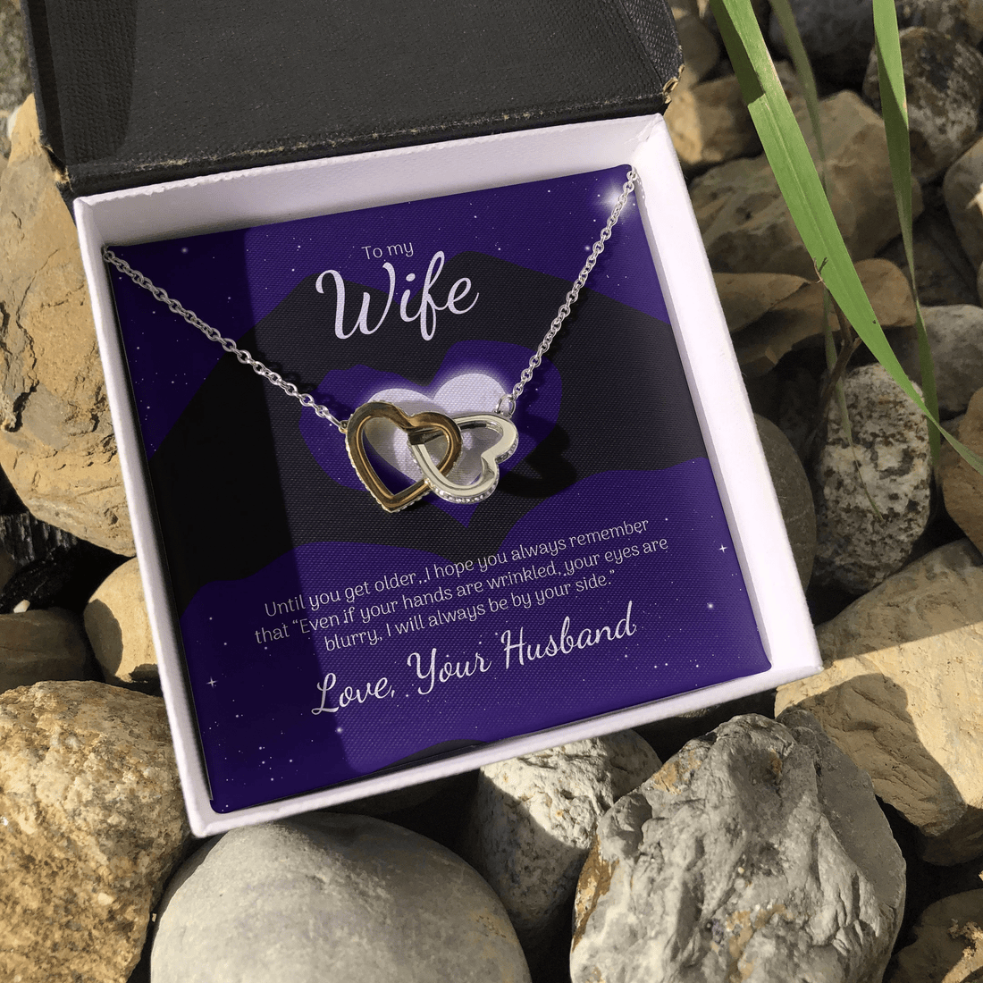 To My Wife Until You Get Older I Will Always Be By Your Side Interlocking Heart Necklace Toptrendygear