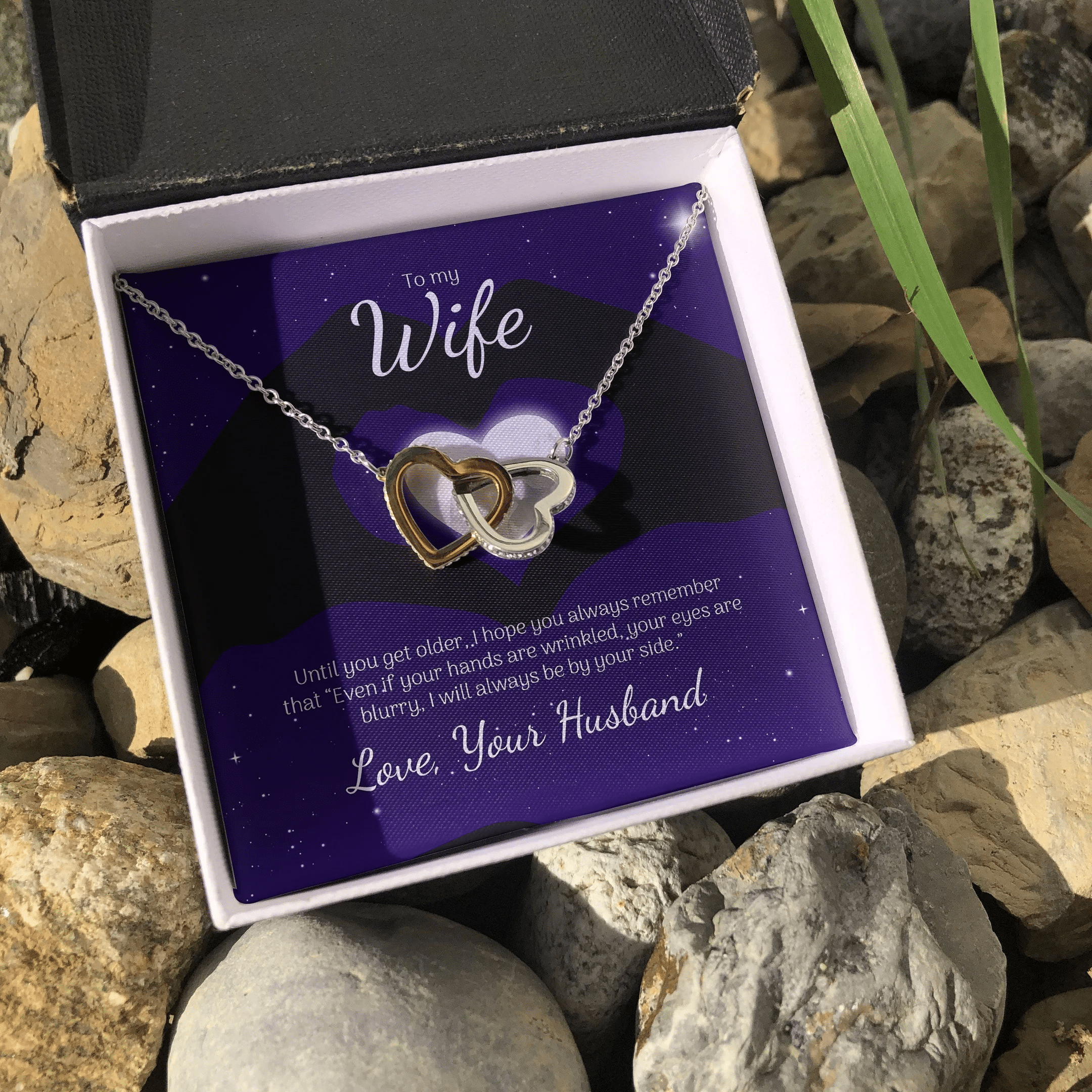 To My Wife Until You Get Older I Will Always Be By Your Side Interlocking Heart Necklace Toptrendygear