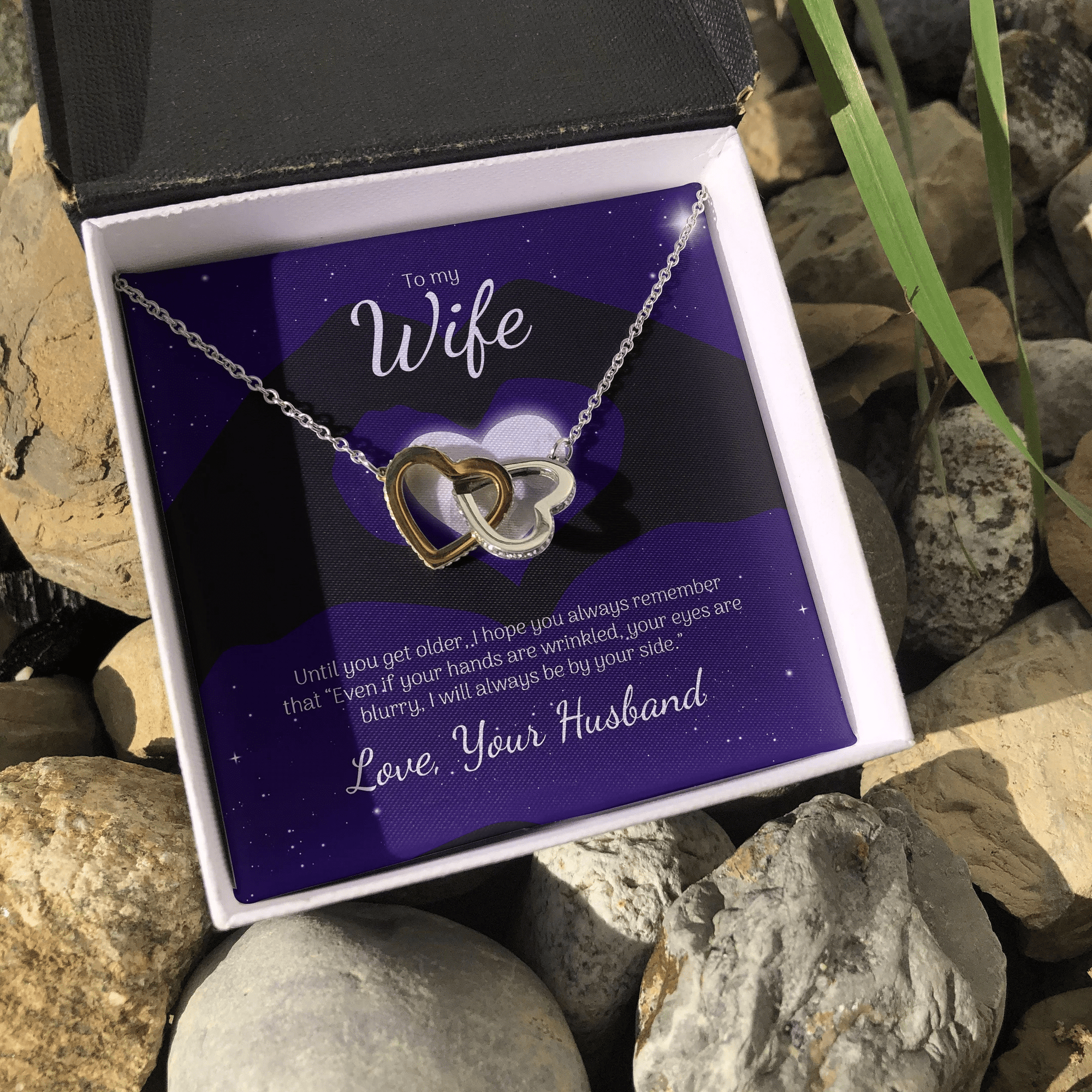 To My Wife Until You Get Older I Will Always Be By Your Side Interlocking Heart Necklace Toptrendygear