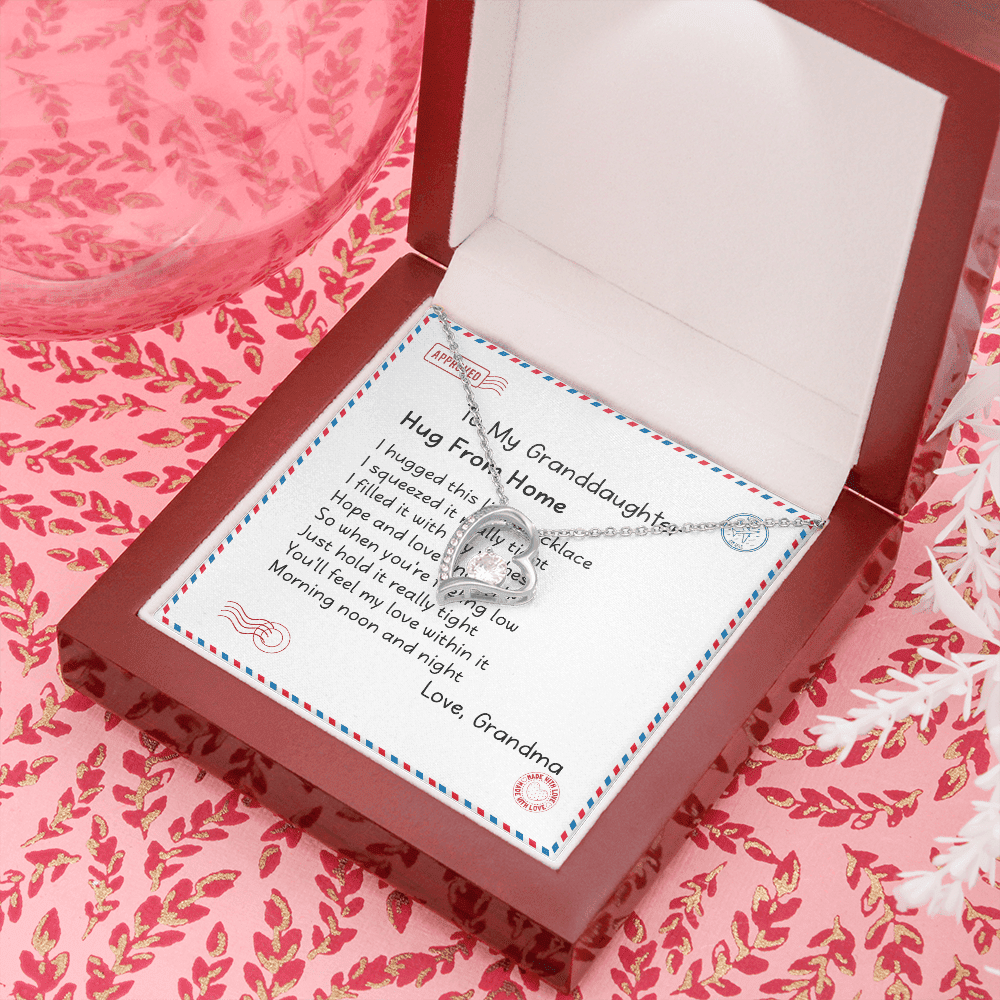 Granddaughter Necklace Hugs From Home Gift For Granddaughter From Grandma Forever Love Necklace