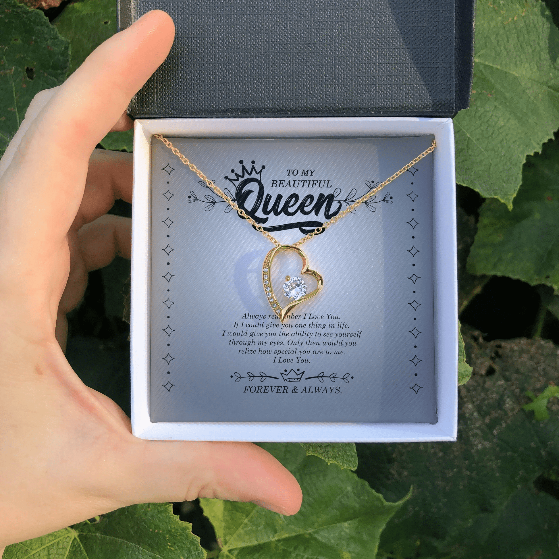 To My Beautiful Queen Always Remember I Love You Forever Love Necklace