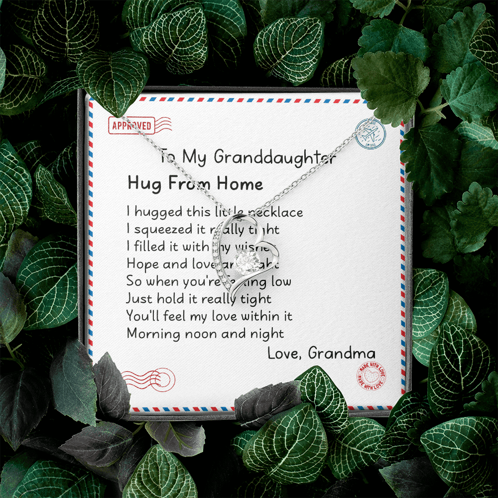 Granddaughter Necklace Hugs From Home Gift For Granddaughter From Grandma Forever Love Necklace