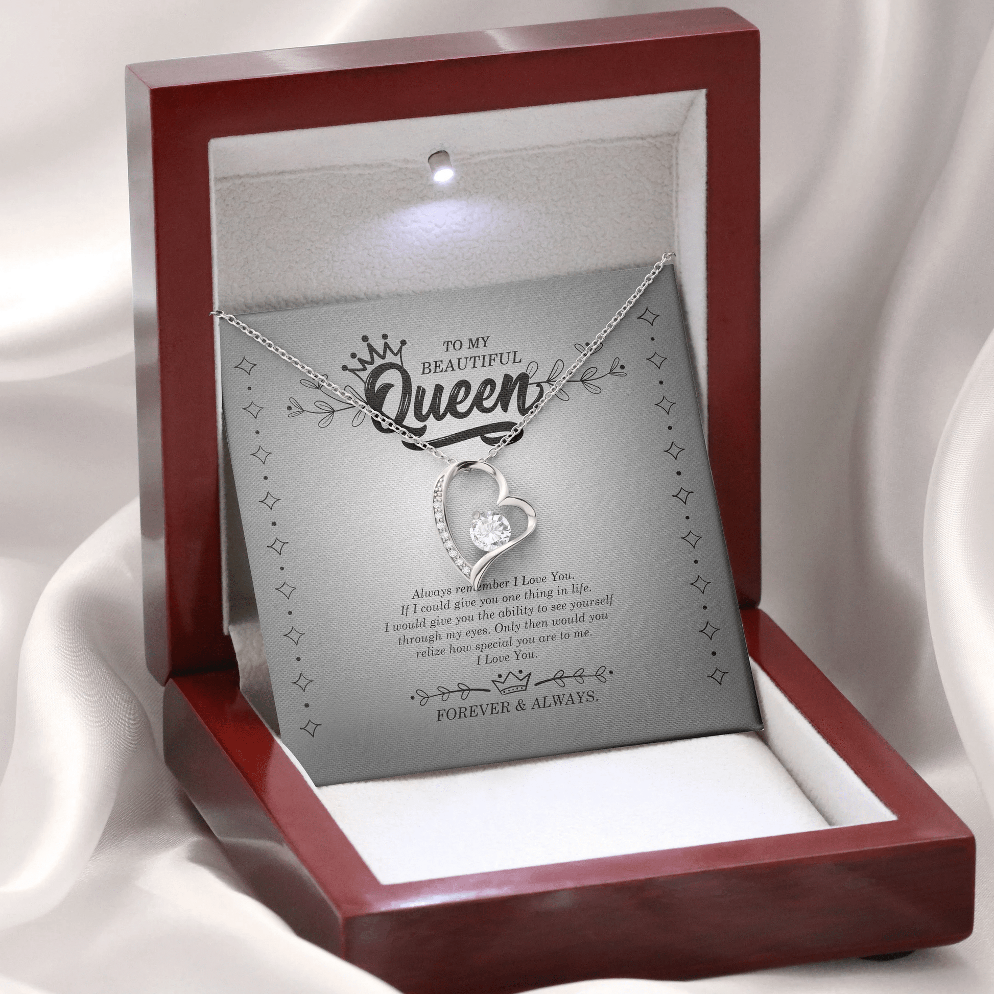 To My Beautiful Queen Always Remember I Love You Forever Love Necklace