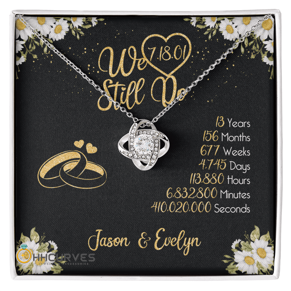 Custom Name And Date Anniversary Gifts Lace Anniversary Gifts For Her We Still Do 13 Year Wedding Anniversary Gift Love Knot Gold Necklace Toptrendygear